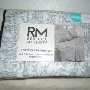 NEW Queen Sheet Set Snakeskin Print 6 piece Rebecca Minkoff